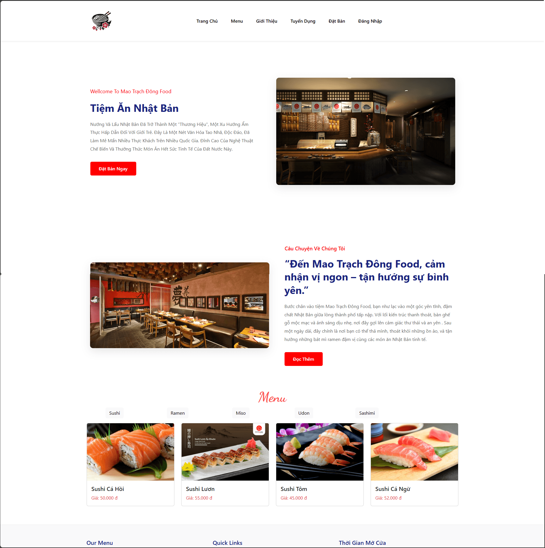 Website nhà hàng Sushi