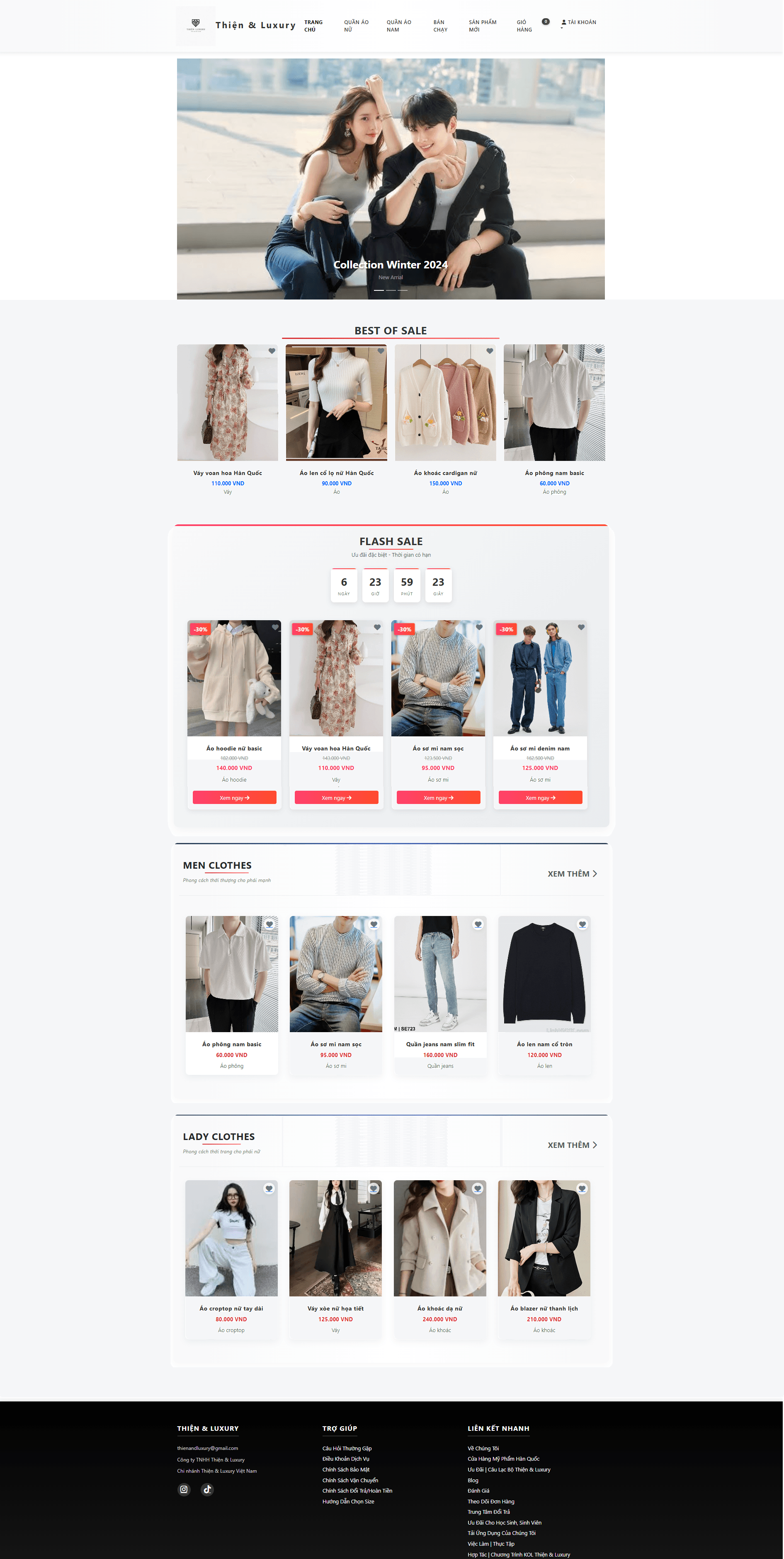 Website quần áo Thời trang ( Có BE Fake Json-Server )